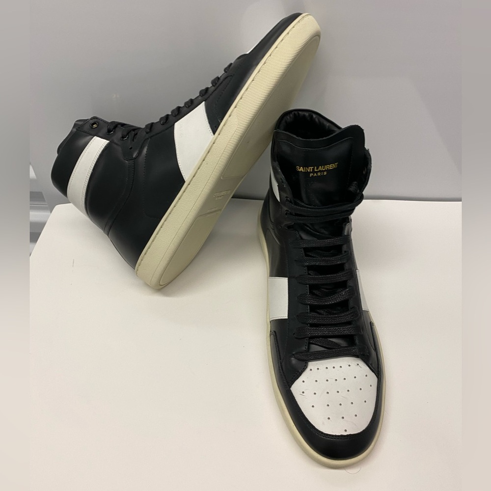 Saint Laurent men high top court sneakers shoes size 44.5 is 11.5 - Picture 3 of 9